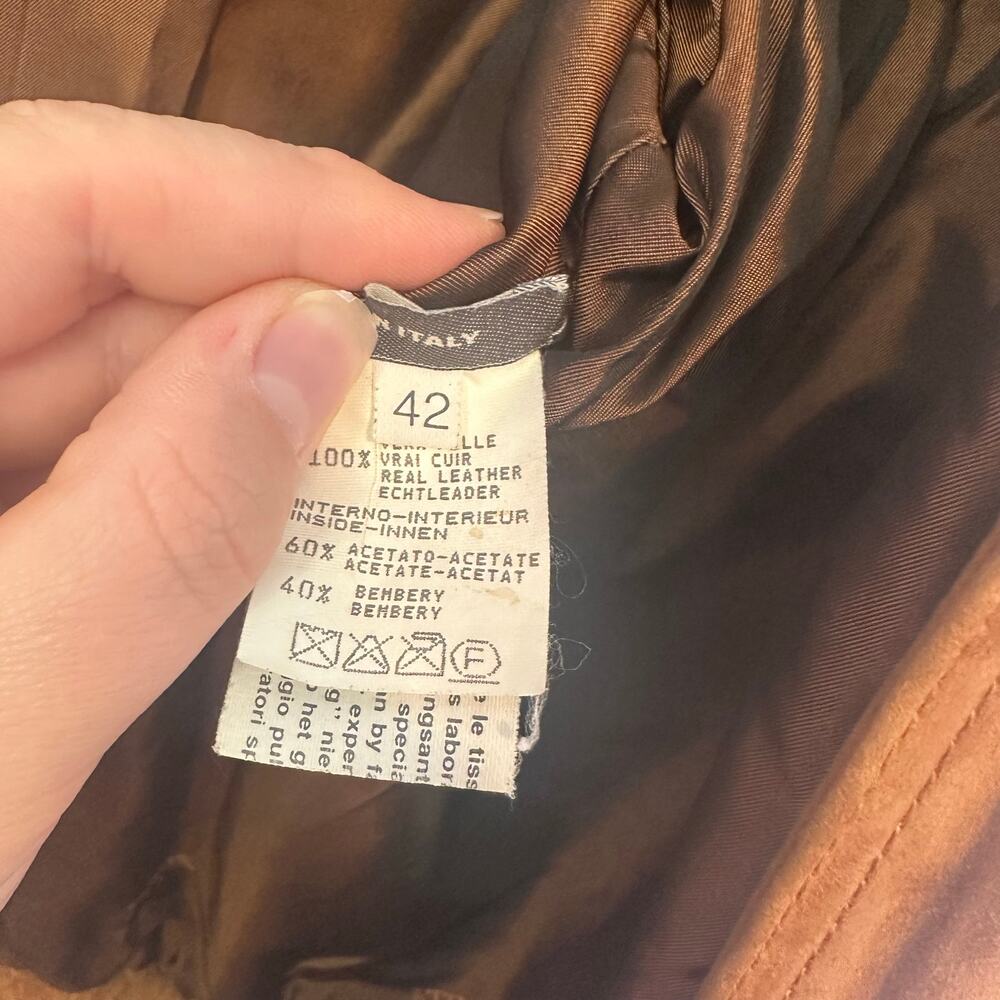 Bally VTG Men’s 100% Real Leather Suede Bomber Jacket Size 42 Brown Italy Made - Picture 9 of 14